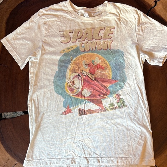 Bella Canvas Beige “Space Cowboy” Vintage Cotton T-Shirt/ Size large - Picture 2 of 5